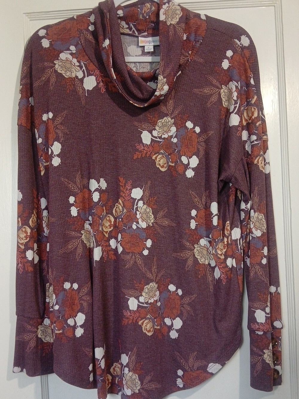 LuLaRoe Floral Print Cowl Neck Long Sleeve Top